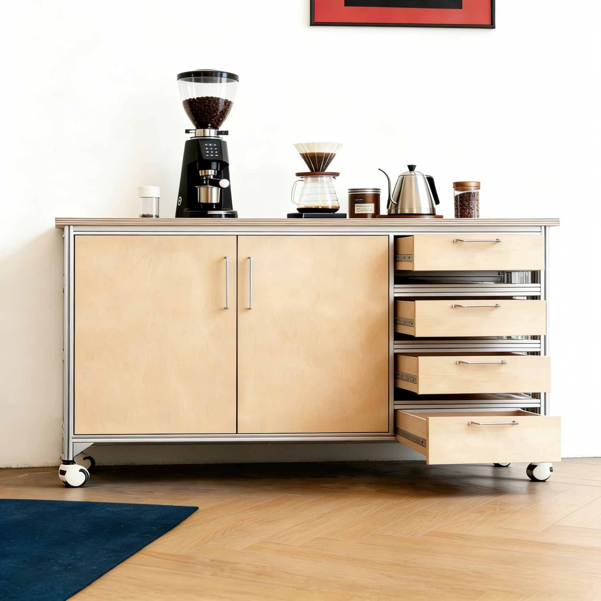 板物/创新复古风铝型材海洋板可移动咖啡桌餐桌车餐边柜抽屉柜,住宅家具,餐边柜,淘宝优惠券,粉丝福利购,淘宝优惠卷