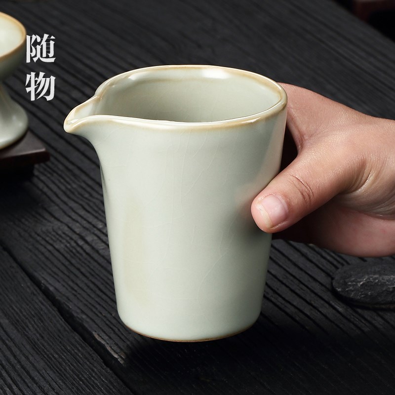 汝窑公道杯陶瓷单个公杯茶海功夫茶具茶漏汝瓷冰裂倒茶分茶器茶杯