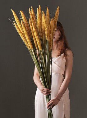 新款谷穗仿真花客厅大件落地高档插花假花长稻谷麦子装饰花束摆件