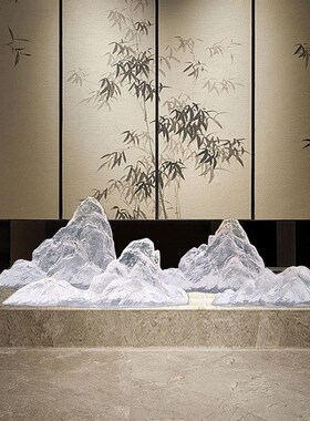 售楼处假山雕塑透明树脂摆件别墅庭院酒店大厅前台样板间软装工厂
