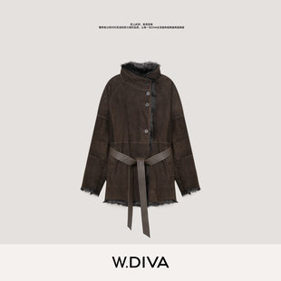 W.Diva【旷野漫步】御寒极致轻薄精选小奶羊皮毛一体DWZWFD0025