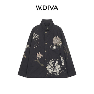 W.Diva【太平故梦】重工系列深蓝水墨洋气千金经典外套51C171535