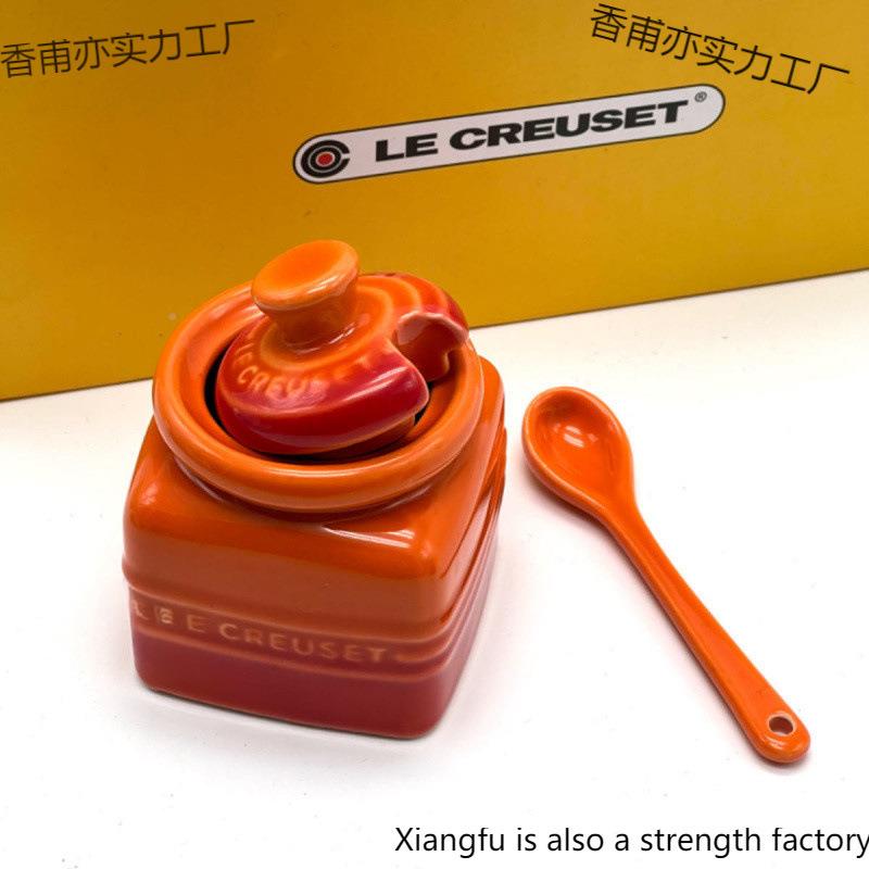 酷陶瓷调罐味罐渐香甫亦实色家用带勺变调料盒味盐调调料套装无