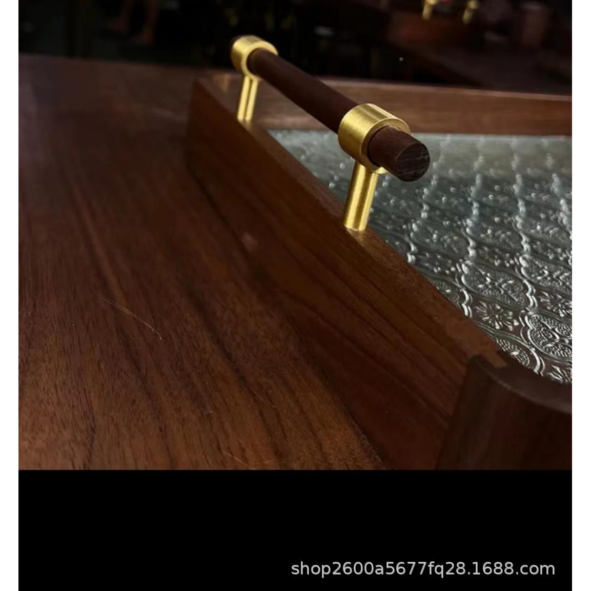 黑胡桃托盘木水果盘长方托盘茶形几家用早餐家茶点木盘客厅用甜点