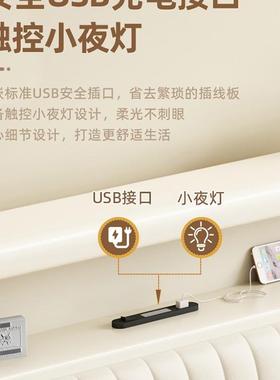 白色实木1RGI.5.米现代简约床主卧1.8米奶油风物双人床12m床软储