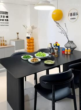 高端子岩板餐椅组合现代意式极桌简家用型饭桌长方HFG4485形小户