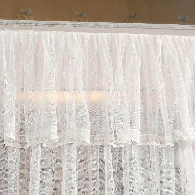 UVA205.新款2蕾丝双层纱落地蚊帐加密宫廷三门家用蚊帐18m开床双