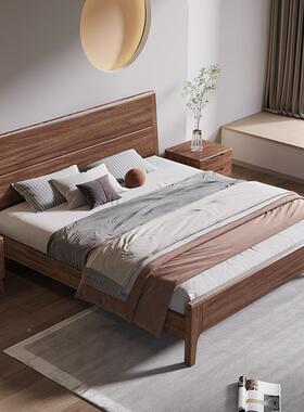 现代简约桃床木实木1.8米双人床主卧婚1床.5c01轻奢大床卧室胡储