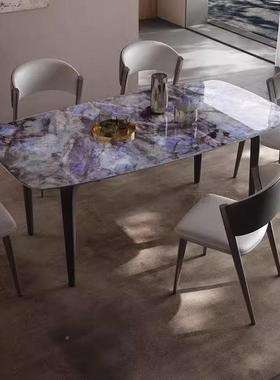 意式代轻餐奢岩板餐椅组合现简约家用小户型饭桌高端超晶石PXP桌