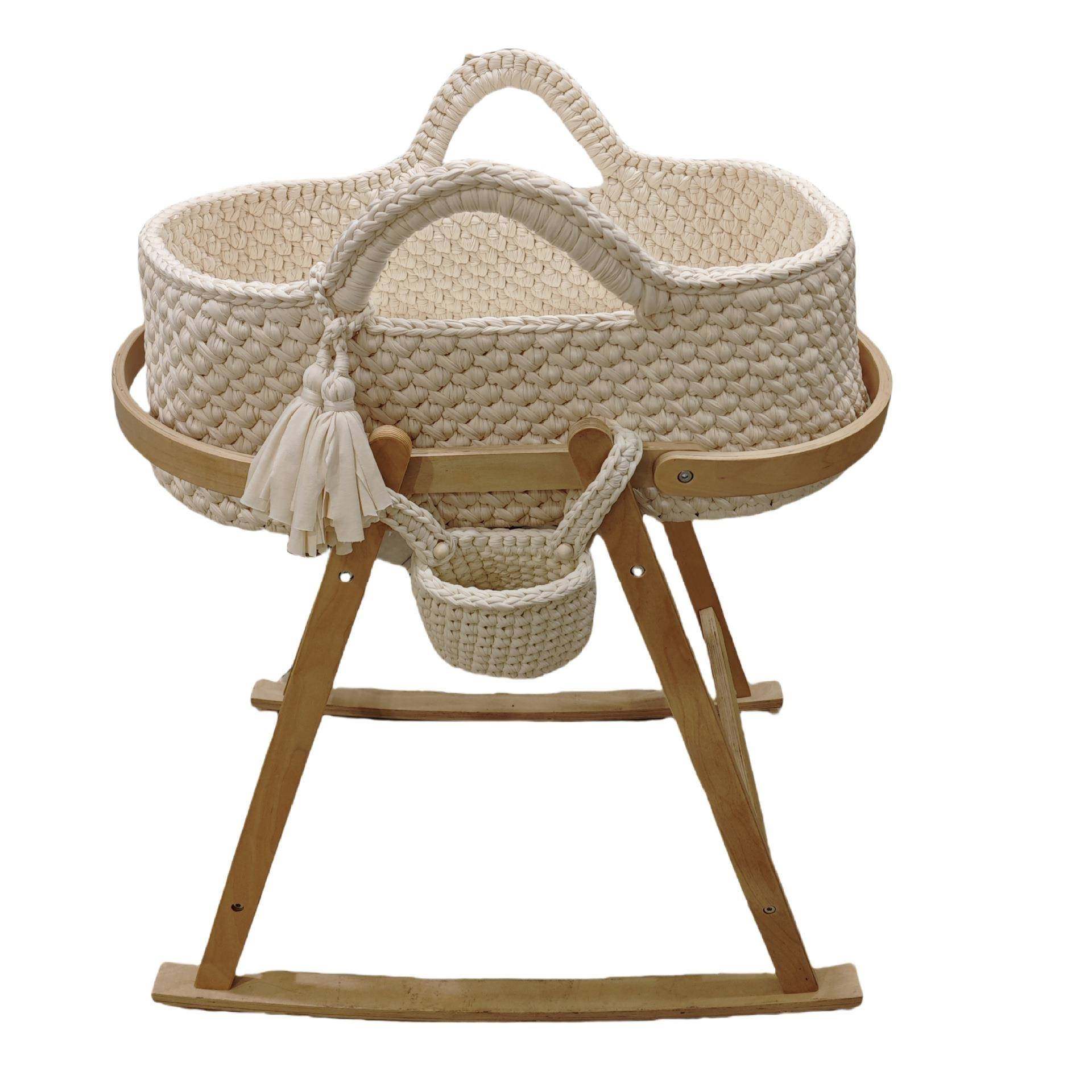 手工钩针西摇篮手提婴框棉绳编织摩儿床布条织编416新生儿手提篮,婴童用品,摇椅,淘宝优惠券,粉丝福利购,淘宝优惠卷