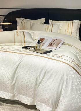 夏天水洗真丝宿四上件套套夏季冰丝轻60445奢风裸睡床单被床笠款