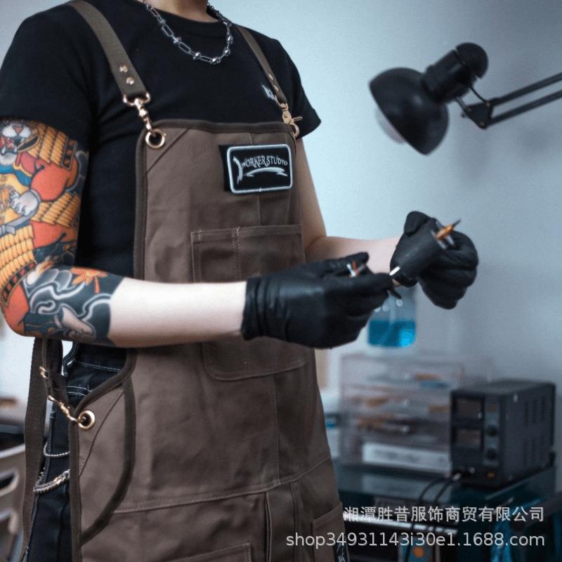卡其色重帆布工装裙复古日式袖纹身FPK工作服户外围源头工厂L无OG