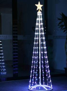 新款LD幻变色SCQ圣诞锥形树塔灯房间彩户外布装E饰氛围窗置帘灯