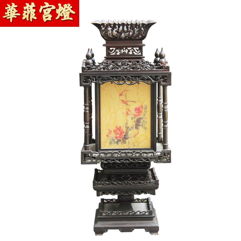 菲工深色雕古桌灯中式艺仿古木制实木古典灯笼家居装SNB饰华灯刻
