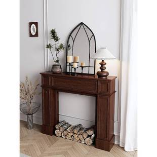 复?法式古关实木壁炉装饰柜玄柜欧美式胡584木置物架民宿桃婚礼壁