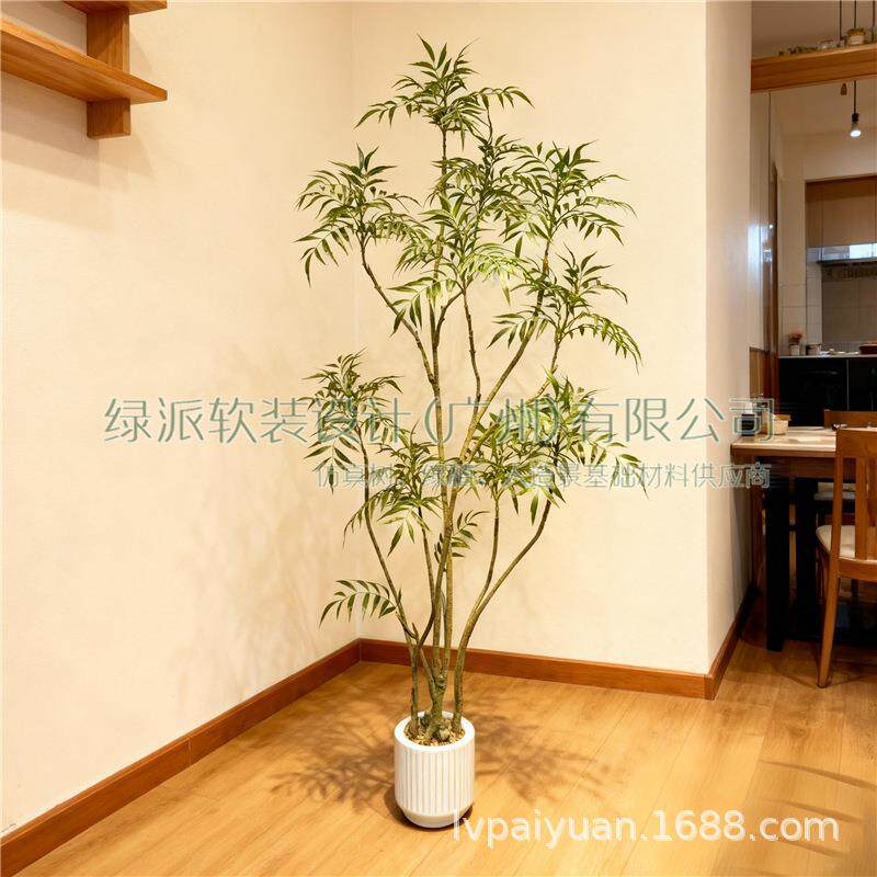 端仿真十大功劳树绿植南天家居地竹子客厅001高摆落件摄影道竹具