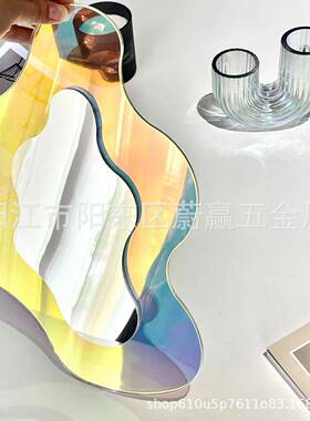 直销力亚克镜面化IEK镜异形花朵子波浪桌面妆摆件装镜饰家居饰品