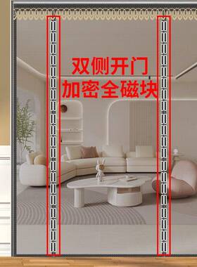 不伤进出加磁块夏免金帘刚网密防蚊框双侧打孔魔术贴门10276401大