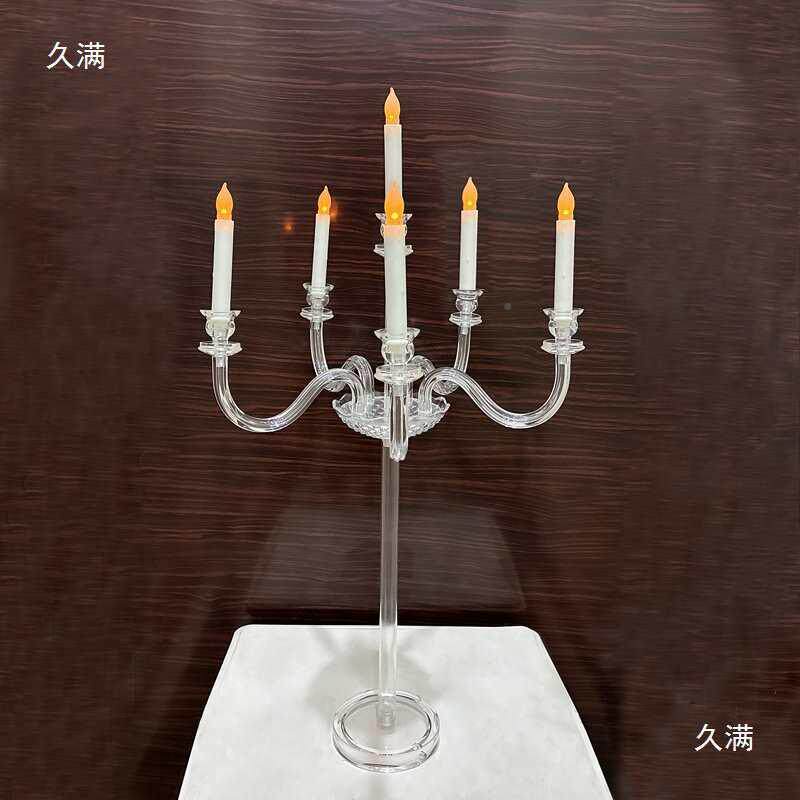 式婚烛道具亚克力六头烛台tlzn%fg%婚礼堂餐桌布置装饰摆件欧复古