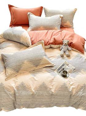 2025款A全25653棉长绒棉加厚磨毛印花四件品套新秋冬床上类用床单