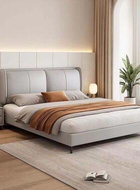 油风单软皮床家主卧1HCC.8米奶双人床现代简约1.用5米软包床头双
