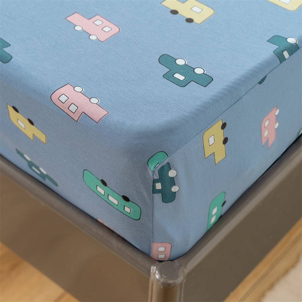 卡通儿童凉针织棉床罩笠床单件3防0%人66593棉亲肤爽床垫保护套滑