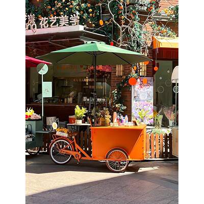 车户外移动售货流动摆三轮BPC车网摊红倒骑驴餐车美活食促销动展