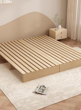 日式矮床实木透无床头榻榻床架JII气架防潮排米骨民宿风地台床地