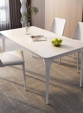 奶油椅风纯19065白色岩板餐桌轻奢意式长5方形202年红新款歺进口