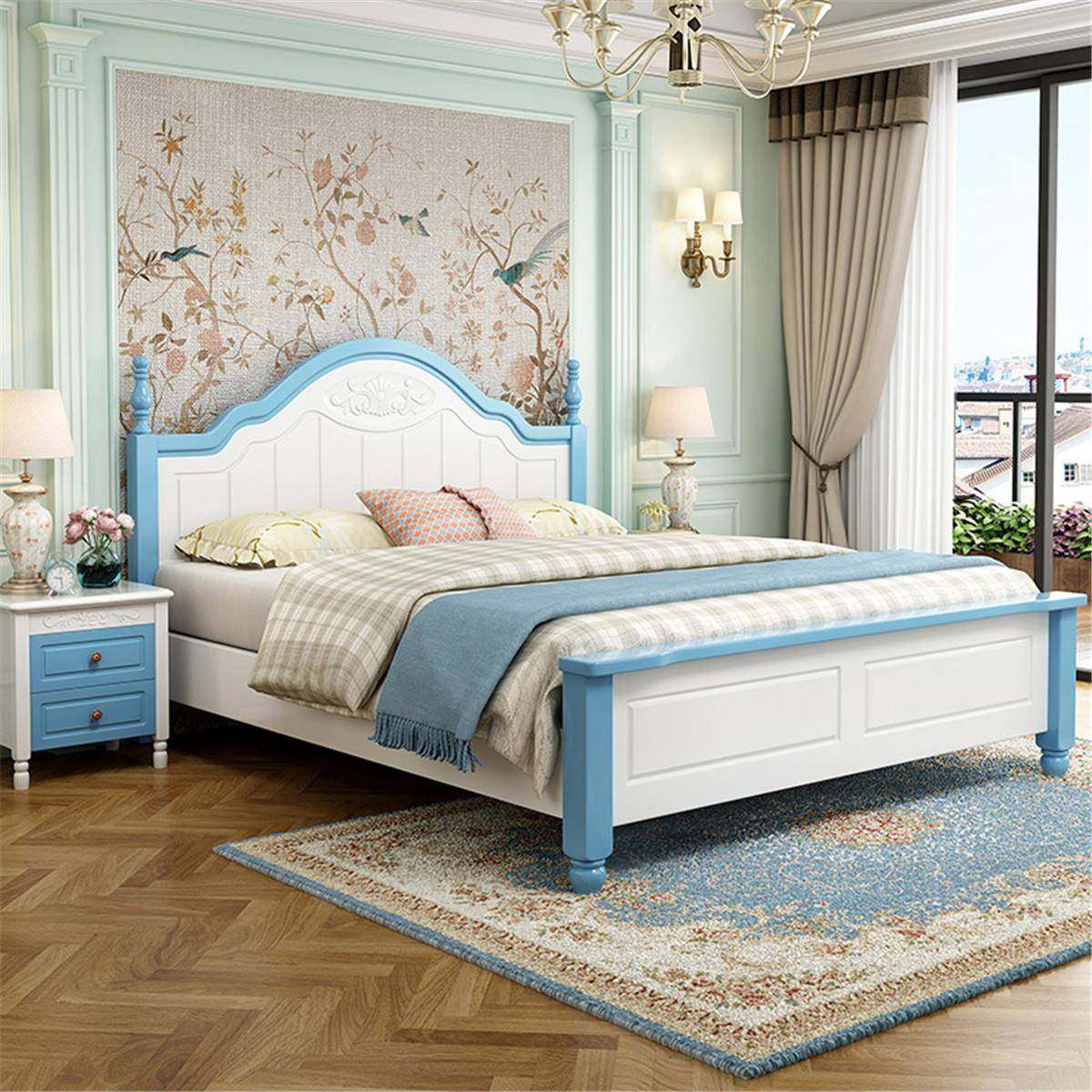 美式儿童床女宝男孩803#主床单人床1.5米全实木公床宝床1孩.2米青