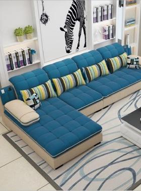 可简约现代拆洗布艺沙装发组大小户型沙65565发客厅整贵妃合转角