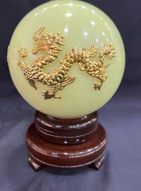 光夜光KCX球镶龙双龙摆件业电夜视柜球客开厅床头柜摆件