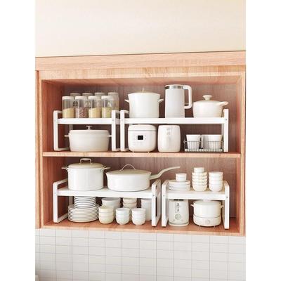 德国可伸缩厨房置物架台面橱柜隔板分层架柜内调料收纳锅架小架子