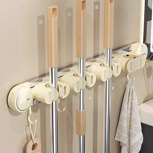 吸盘拖把壁挂夹免打孔卫生间扫把固定架门后滑轨拖布夹挂壁拖把夹