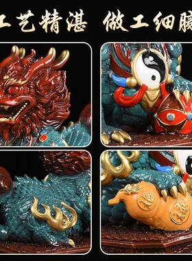 厂家铜对麒摆件一对踩元宝球福蜡法手工打磨对麒麟（失店铺麟开业