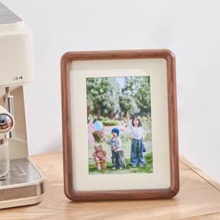 婚实木相框挂墙圆角情侣写儿RR174圆真结摆台框童相洗照片空框diy