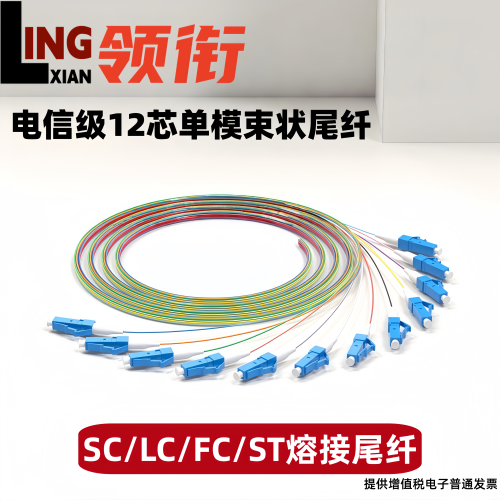 单模12芯束状尾纤SC/FC/ST/LC