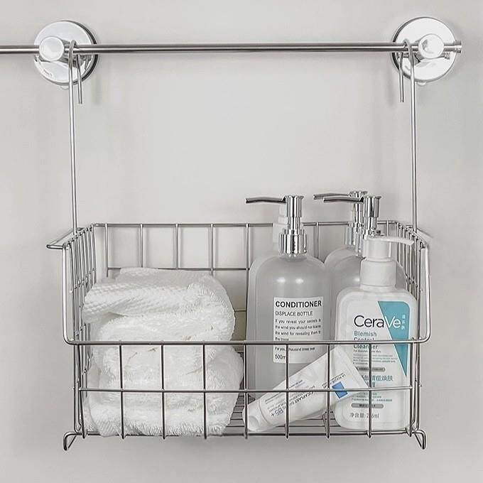 不锈钢浴室挂篮免打孔卫生间护肤品洗发水沐浴用品置物架收纳篮筐