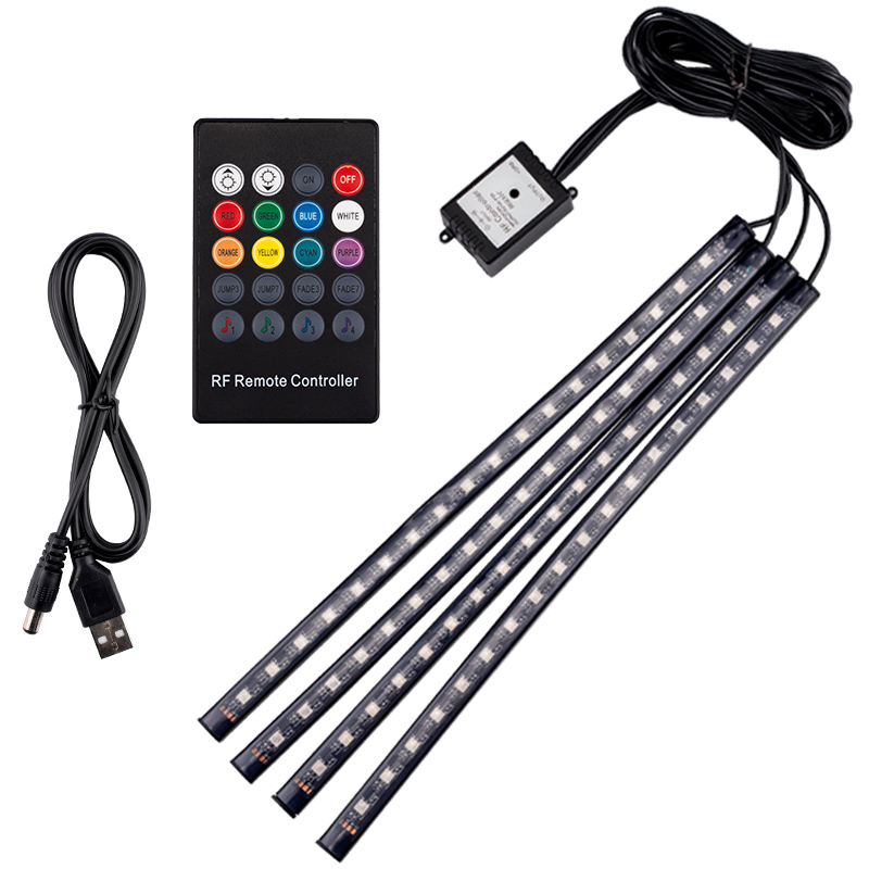 汽车氛围灯车内饰led气氛灯usb声控脚底灯车载用品改装免接线灯条