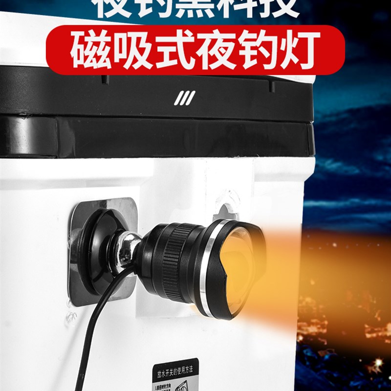 新款磁吸式钓箱专用钓鱼灯灯头筏钓灯竿稍灯变焦夜钓灯蓝光黄光灯