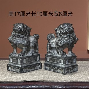 山西青石整石雕刻一对石狮子案头狮子摆件茶宠家用开门仿古狮子