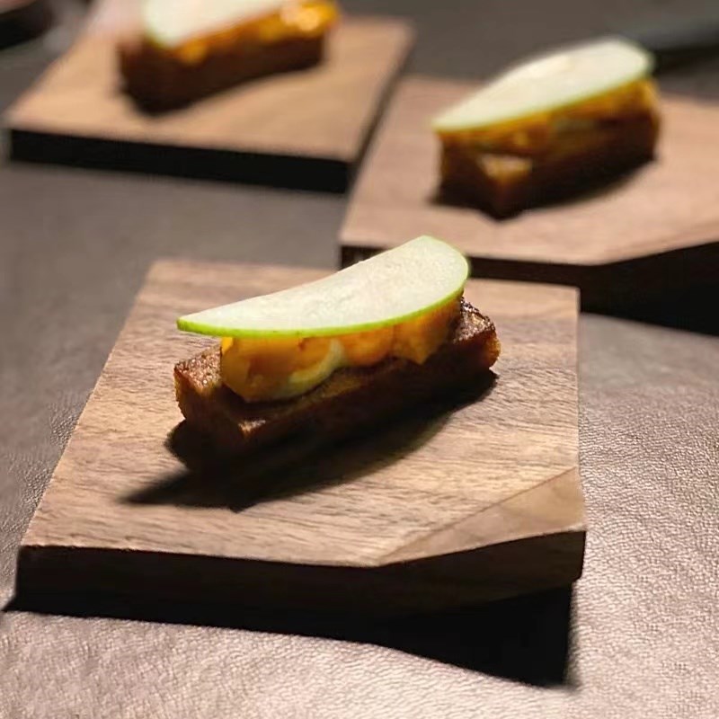 西餐厅创意境木碟餐具碟黑胡桃木杯垫折角点心盘个性分子料理餐垫