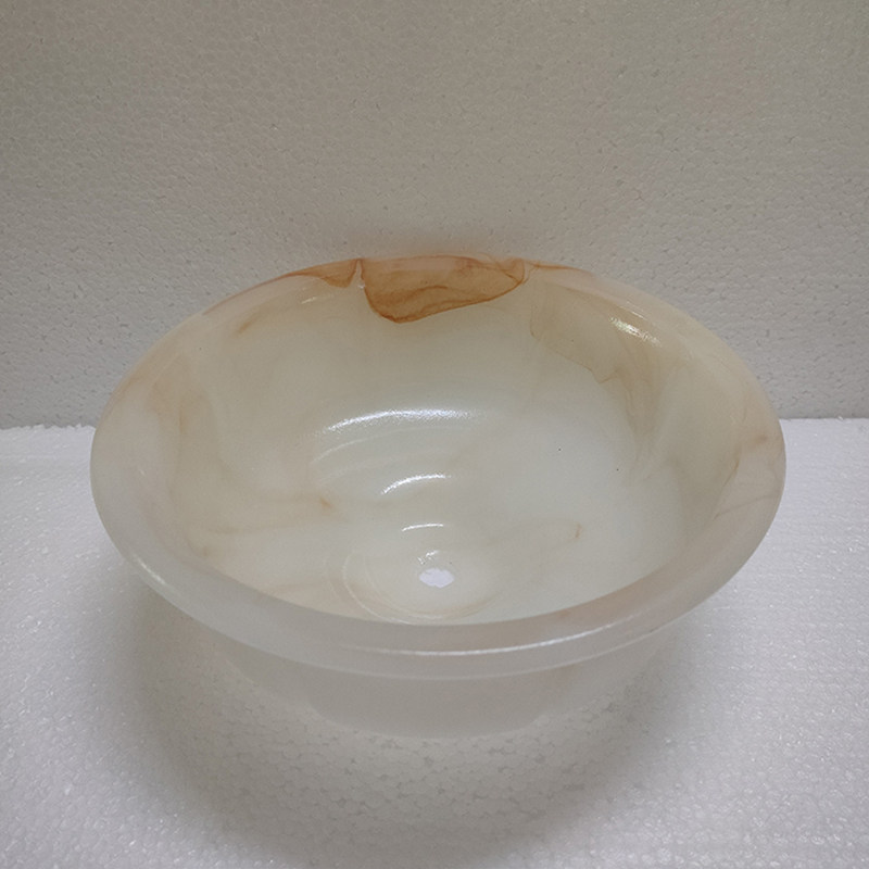 灯具配件仿玉石吊灯低下大碗托盘仿云石灯具下面的半圆玉石低托碗