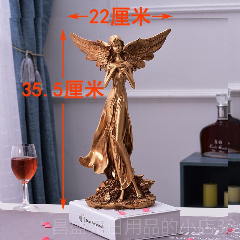 高档欧式雕天使厅女神人物摆件家居办公客室装饰品电视书塑柜艺术