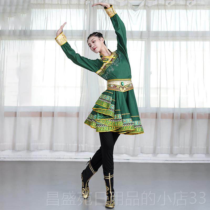 高档功艺考蒙古筷子舞蹈服女连衣裙练装新款考级服蒙古舞演台出民