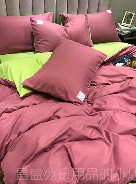 高档日式床单四件套复品笠in床s风古北欧少女ab灰色被套三件套床4
