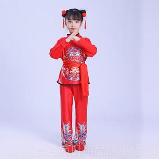 高档新款儿安塞腰鼓演出服幼儿童园陕北民舞打鼓族演服中表国风腰