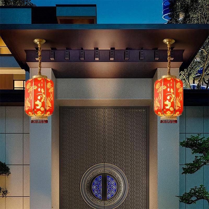 铜高端灯笼中式挂饰灯饭店庭院照明全笼户外防水防837晒广告字印