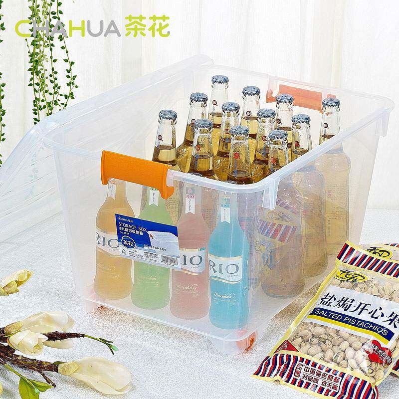茶花35L透明收纳箱3个装包邮组合加厚透明塑料储物箱塑料收纳箱