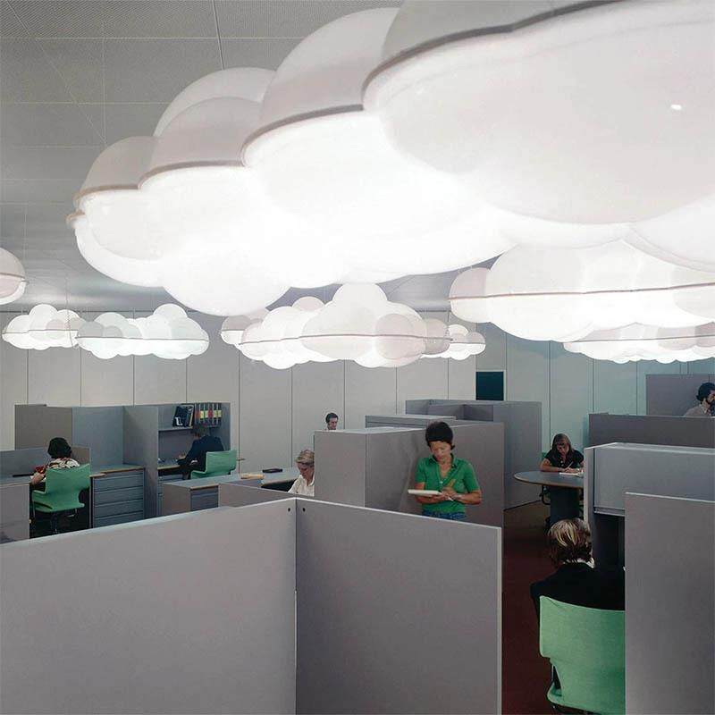 后现代个性展厅艺术吊灯设计师亚克力云朵造型灯酒店大堂工程灯具
